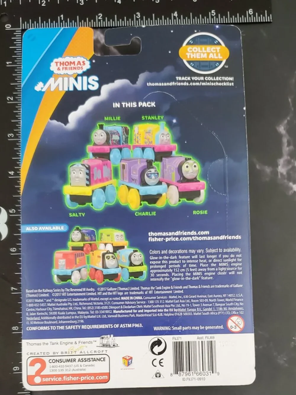 Thomas and Friends Minis Glow in the Dark Trains Salty, Charlie, Stanley New